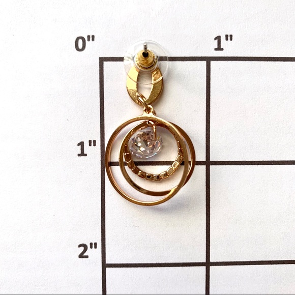 Three Layered Rings Rhinestone Earrings - Picture 2 of 2